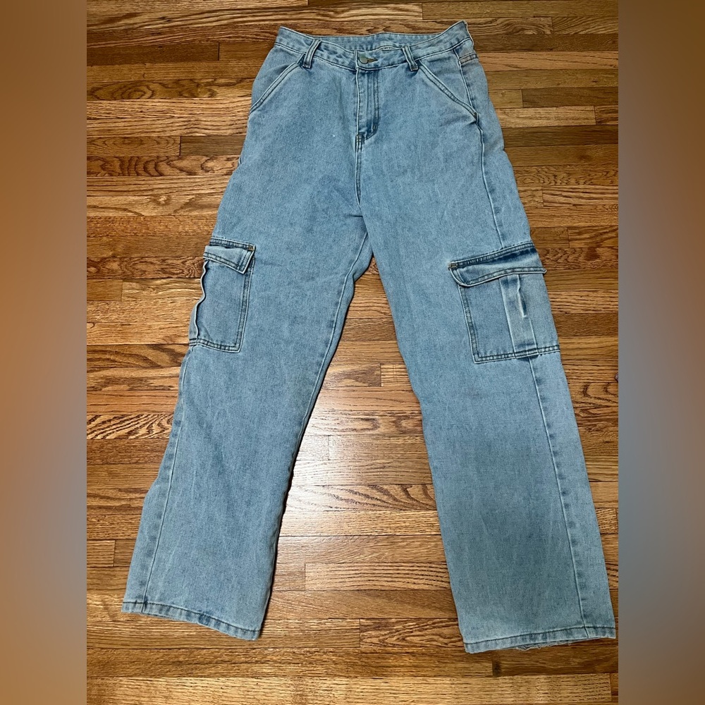 Light Blue Cargo Denim Jeans